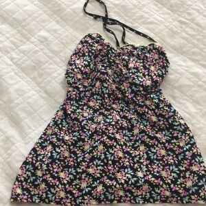 Floral halter swim top